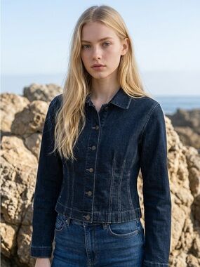 FDJ French Dressing Jeans Dark Indigo Denim Casual Preppy Coat Jacket-10